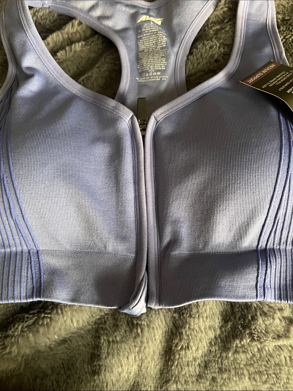 ALO Yoga Lavender Front-Zip Racerback Sports Bra - Picture 5 of 6